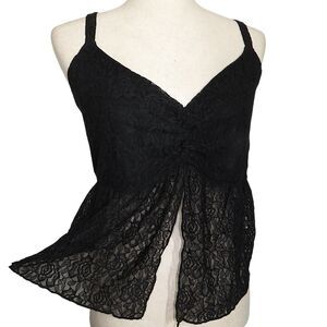 Torrid Festi Black Lace Split Front Cropped Cami Tank Top Plus Size 1X 14-16